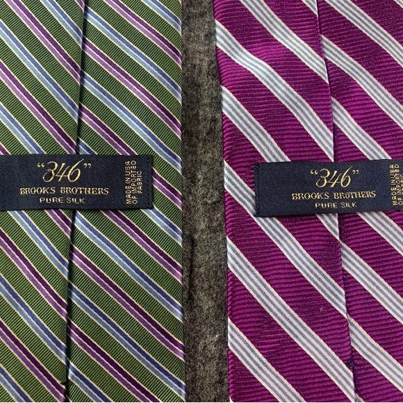 Brooks Brothers 346 Pure Silk Made In USA Men Neck Tie 2 Lot - Picture 4 of 6